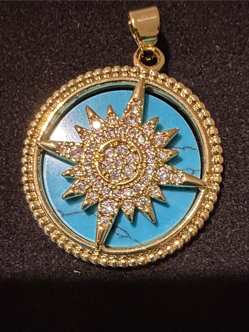 Gold-Tone Turquoise Sunburst Pendant